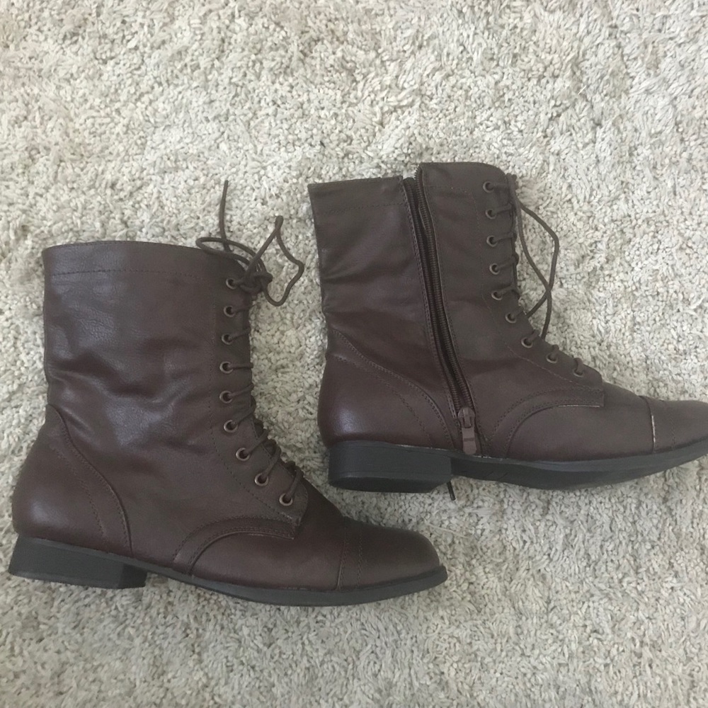 Charlotte Russe short brown combat boots